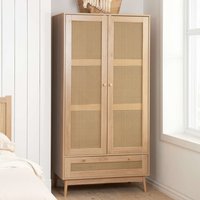 Coralie Wooden Wardrobe With 2 Doors 1 Drawer In Oak