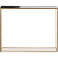 Cordue Black And White Marble Top Console Table With Gold Frame