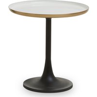 Cordue White Enamel top Side Table With Black Metal Base
