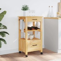 Corinth Wooden Kitchen Trolley With 2 Drawers In Brown