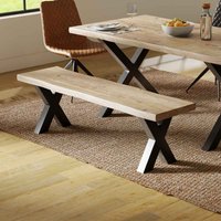 Cormira Acacia Wood Dining Bench with X Shape Legs
