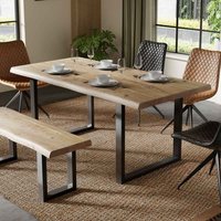 Cormira Acacia Wood Dining Table with U Shape Legs