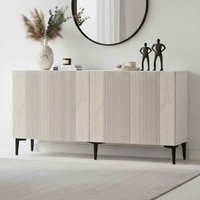 Corsa 1500mm Wooden Sideboard with 4 Doors in White and Travertine Marble Effect