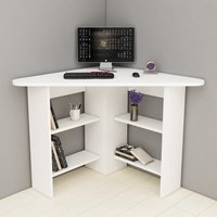 Corviano Wooden Corner Computer Desk With 4 Shelves In White
