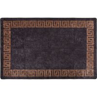 Corwin 150cm Polyester Washable Anti-Slip Rug In Black And Brown