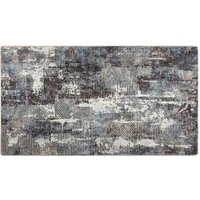 Corwin 150cm Polyester Washable Anti-Slip Rug In Black And Grey