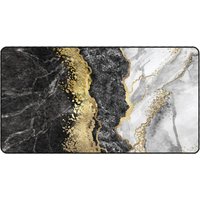 Corwin 150cm Polyester Washable Anti-Slip Rug In Gold, Black And White