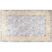 Corwin 150cm Polyester Washable Anti-Slip Rug In Grey And Gold