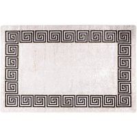 Corwin 150cm Polyester Washable Anti-Slip Rug In Light Beige And Black