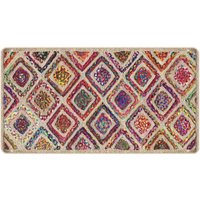 Corwin 150cm Polyester Washable Anti-Slip Rug In Multicolour And Natural