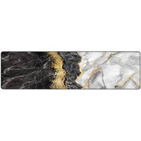 Corwin 300cm Polyester Washable Anti-Slip Rug In Gold, Black And White