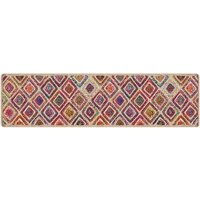 Corwin 300cm Polyester Washable Anti-Slip Rug In Multicolour And Natural