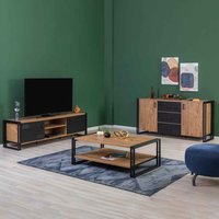 Cosmo Wooden Living Room Furniture Set in Atlantic Pine and Black