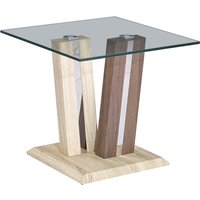 Craven Clear Glass End Table With Dark And Light Wooden Base