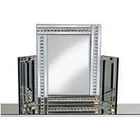 Elena Dressing Table Mirror In Silver With Crystal Detail