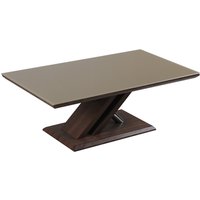 Cudahy Khaki Glass Coffee Table With Dark Wooden Base