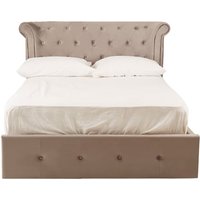 Cujam Velvet Storage Ottoman Double Bed In Brushed Steel