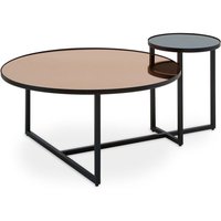 Cusco Smoked Mirror Glass Coffee Table With Black Metal Frame