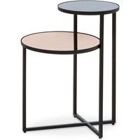 Cusco Smoked Mirror Glass Side Table With Black Metal Frame