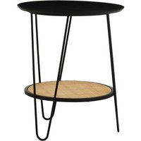 Daire Wooden Side Table With Black Hairpin Metal Legs
