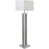 Dalphine Floor Lamp In Cream Shade With Mirrored Panel Dalphine Floor Lamp In Cream Shade With Mirrored Panel