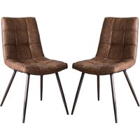 Danbury Brown Faux Leather Dining Chairs In Pair