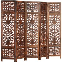 Danessa Wooden 5 Panels 200cm x 165cm Room Divider In Brown