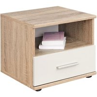 Dania Kids Bedside Cabinet In Matt White And Sonoma Oak