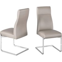 Dania Taupe Faux Leather Dining Chairs With Chrome Legs In Pair