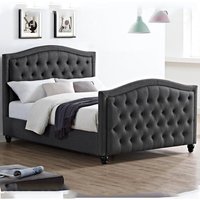 Darsha Linen Fabric Double Bed In Grey