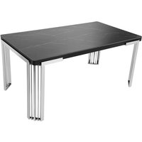 Davos Black Sintered Stone Dining Table With Silver Frame