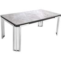 Davos Grey Sintered Stone Dining Table With Silver Frame