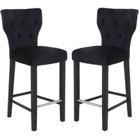 Deadwood Black Velvet Bar Stools In Pair