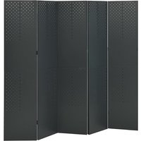 Deliz Steel 5 Panels 200cm x 180cm Room Divider In Anthracite