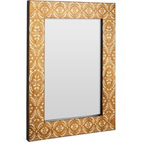 Demast Printed Damask Pattern Wall Mirror In Gold Wooden Frame