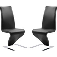 Demi Z Black Faux Leather Dining Chairs With Chrome Feet In Pair
