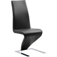 Demi Z Faux Leather Dining Chair In Black With Chrome Feet