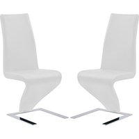 Demi Z White Faux Leather Dining Chairs With Chrome Feet In Pair