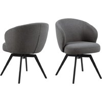 Denver Grey Fabric Dining Chairs With Black Legs In Pair