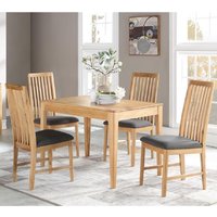 Derry Wooden Dining Table With 4 Chairs In Oak