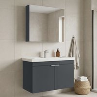 Desna 900mm Wooden Wall Mounted Bathroom Furniture Set with 4 Doors in Matte Anthracite