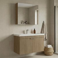 Desna 900mm Wooden Wall Mounted Bathroom Furniture Set with 4 Doors in Oak
