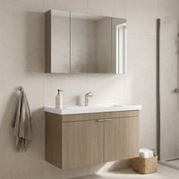 Desna 1000mm Wooden Wall Mounted Bathroom Furniture Set with 5 Doors in Oak