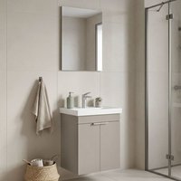 Desna Wooden Wall Mounted Vanity Unit & Basin with Mirror in Sand