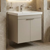 Desna 600mm Wooden Wall Mounted Vanity Unit & Basin with 2 Doors in Sand