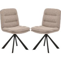 Detroit Beige Fabric Dining Chairs With Black Legs In Pair