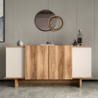 Diana Wooden Sideboard with 4 Doors in Sand and Walnut