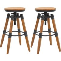 Dianna Outdoor Round Brown Wooden Bar Stools In A Pair