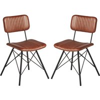 Dinas Bruciato Genuine Leather Dining Chairs In Pair