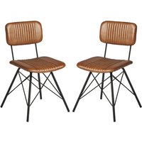 Dinas Light Tan Genuine Leather Dining Chairs In Pair